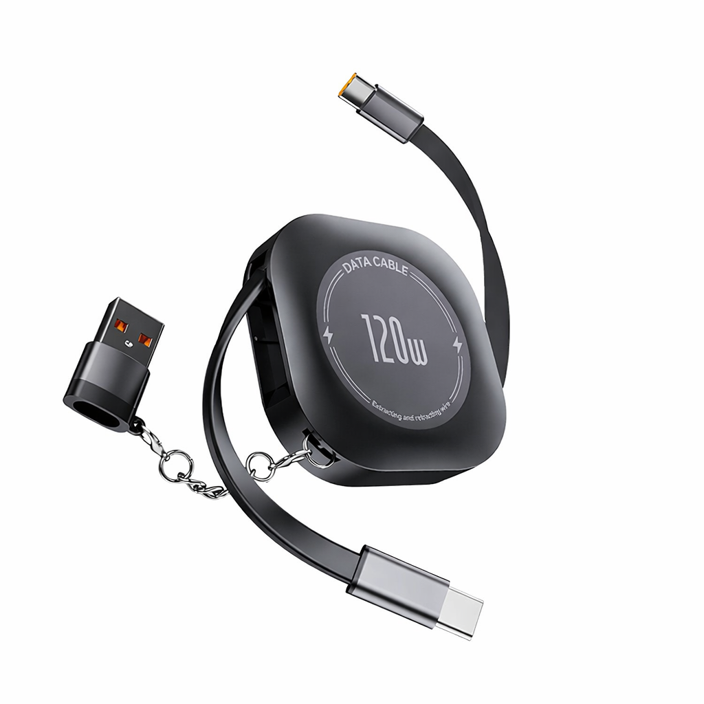 Cablu de încărcare rapidă retractabil – pentru Android și iPhone