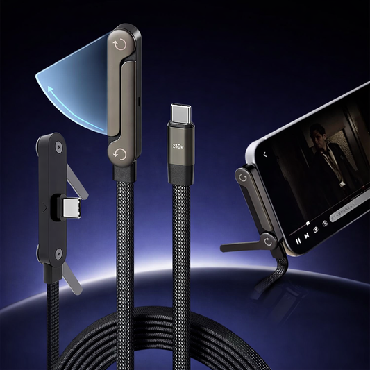 Cablu USB-C 240W cu încărcare rapidă și suport pliabil pentru telefon
