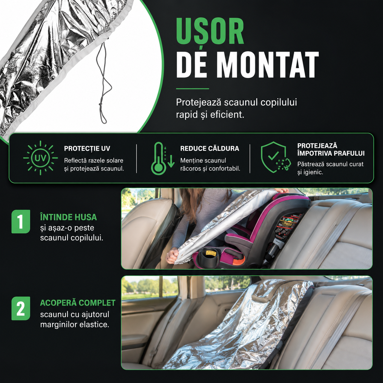 Husă Universală cu Protecție UV pentru Scaun Auto Copii