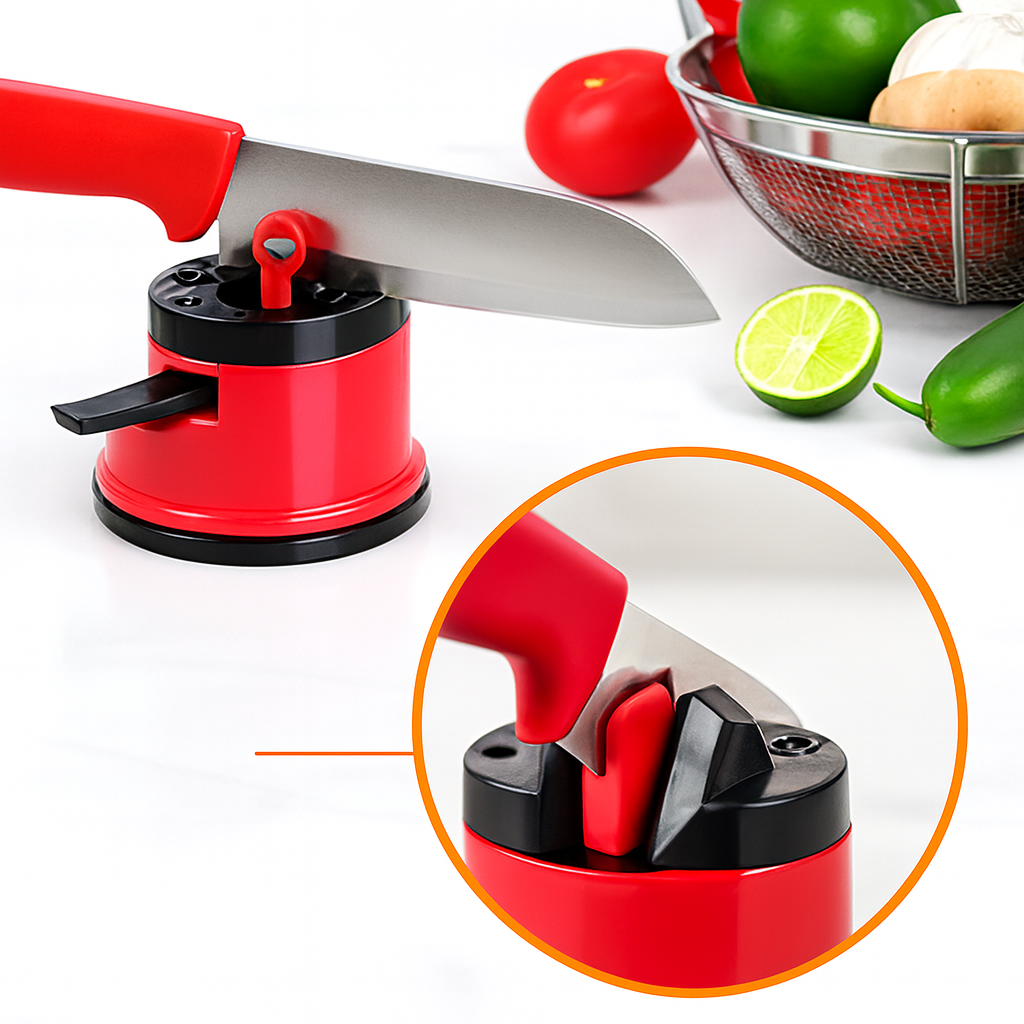 Ascuțitor de cuțite cu ventuză – sigur, rapid și ușor de utilizat