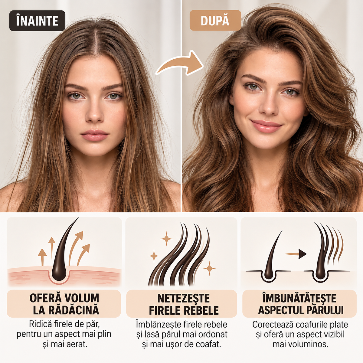 Spray pentru Volum la Rădăcină – Păr cu Aspect mai Bogat și Plin de Volum
